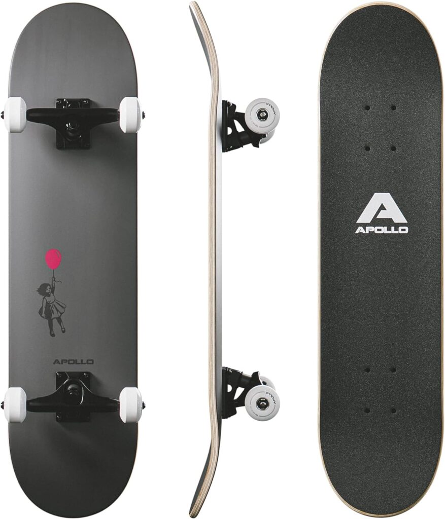 Apollo Skateboards for Teens, Adults and Kids - 31 inch Complete Skateboard for Beginners, Intermediate and Pros. Double Kick Skate Board with 7-Layer Hand-Picked Northwood Maple