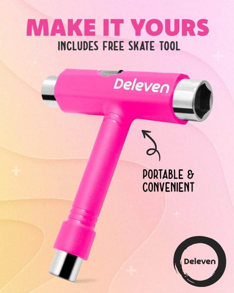 Deleven 22 Skateboard with Bright LED Wheels, Skate Tool, ABEC 7 Bearings - for Kids Beginners Adults