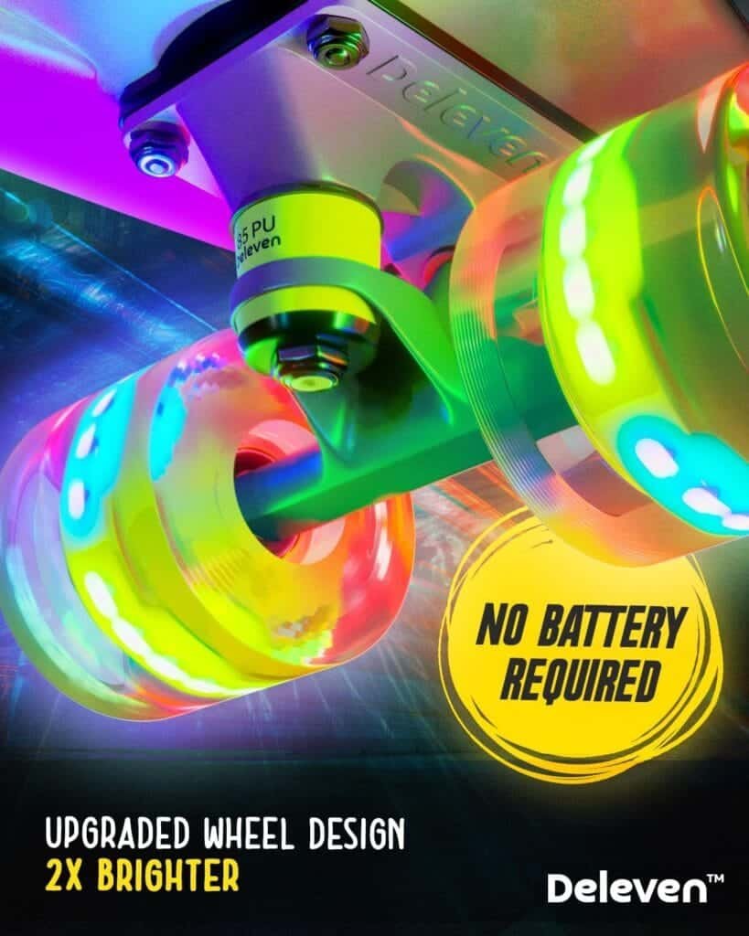 Deleven 22 Skateboard with Bright LED Wheels, Skate Tool, ABEC 7 Bearings - for Kids Beginners Adults