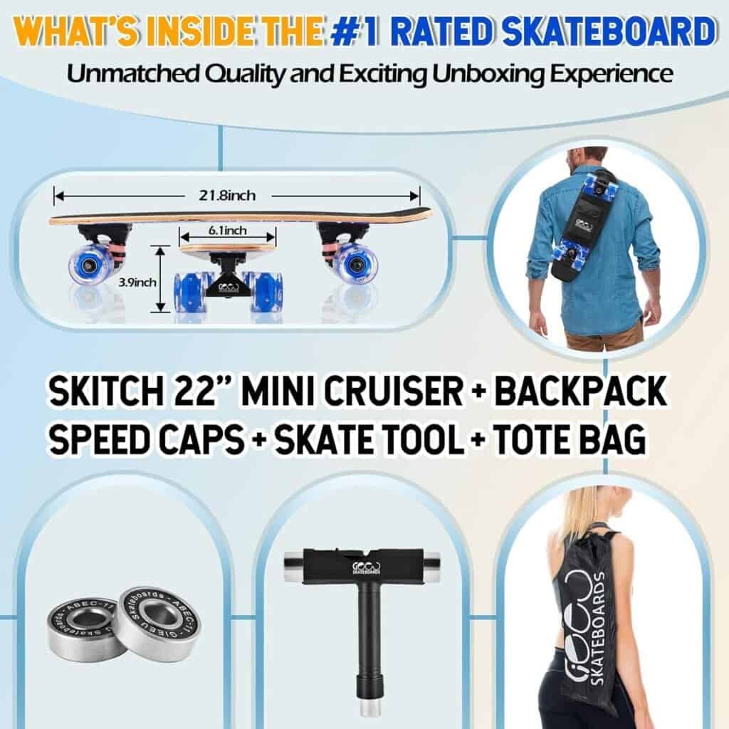 GIEEU Skateboards with Colorful Flashing Wheels for Beginners,Kids,Teens,Adults,31 x 8 Inch Complete Standard Skate Boards 9 Layer Canadian Maple Deck Concave Skateboard