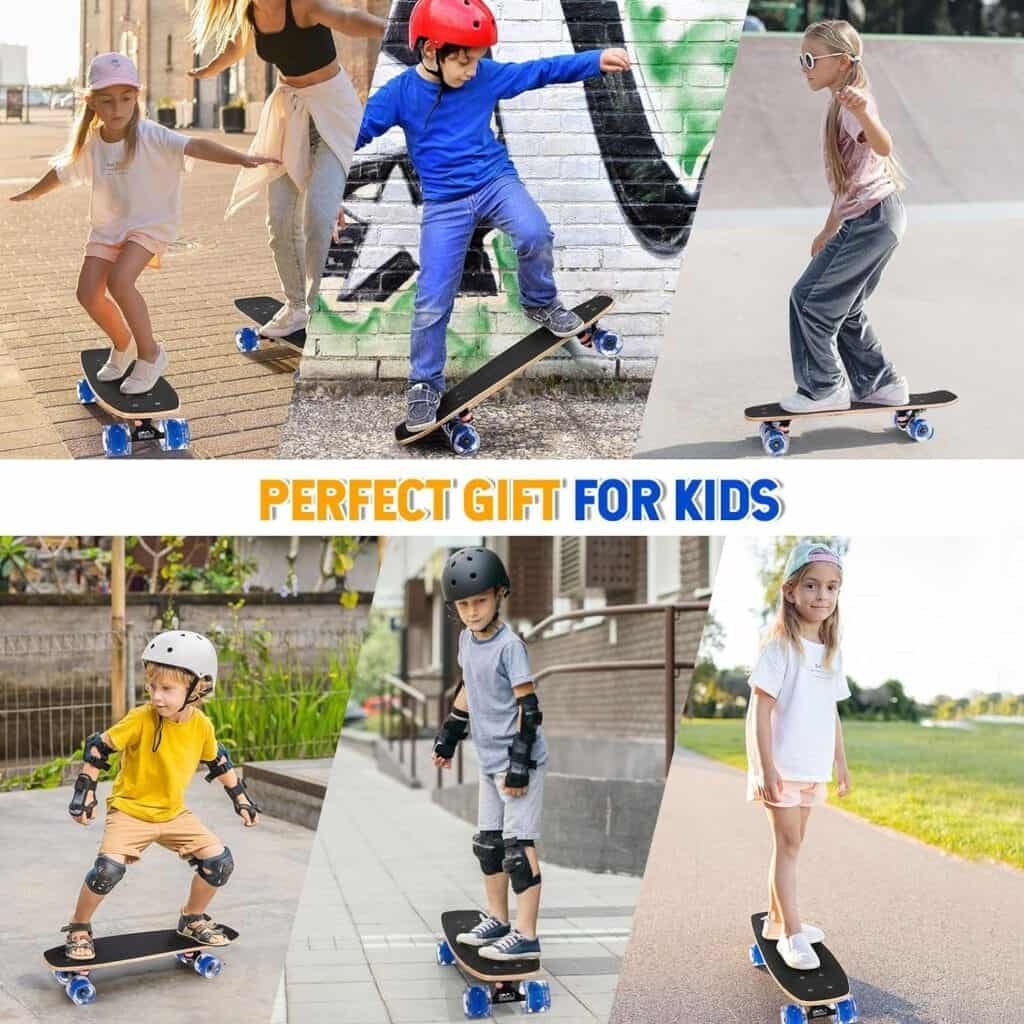 GIEEU Skateboards with Colorful Flashing Wheels for Beginners,Kids,Teens,Adults,31 x 8 Inch Complete Standard Skate Boards 9 Layer Canadian Maple Deck Concave Skateboard