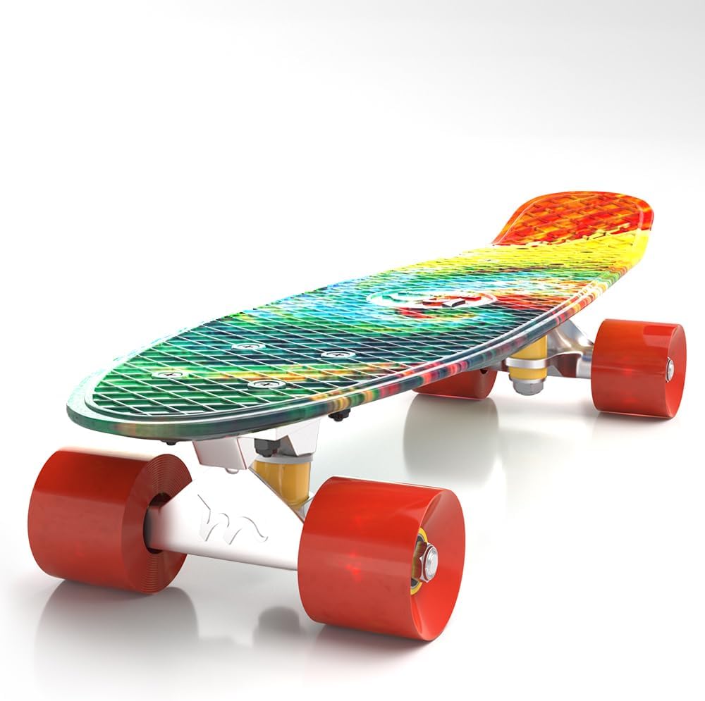 M Merkapa 22 Inch Complete Mini Cruiser Skateboard with Colorful LED Light up Wheels for Beginners Youths Boys Kids