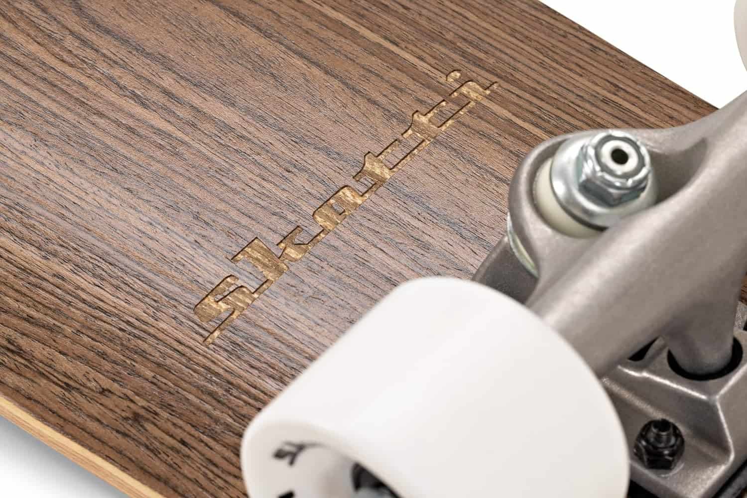 SKOTTI Cruiser Skateboard with a Canadian Maple Skateboard Deck, Light Gravity cast Trucks, Strong Titanium axles and a Hollow Kingpin. 85A Hard Wheels with Ceramic Bearings for a Smooth Fast Ride.