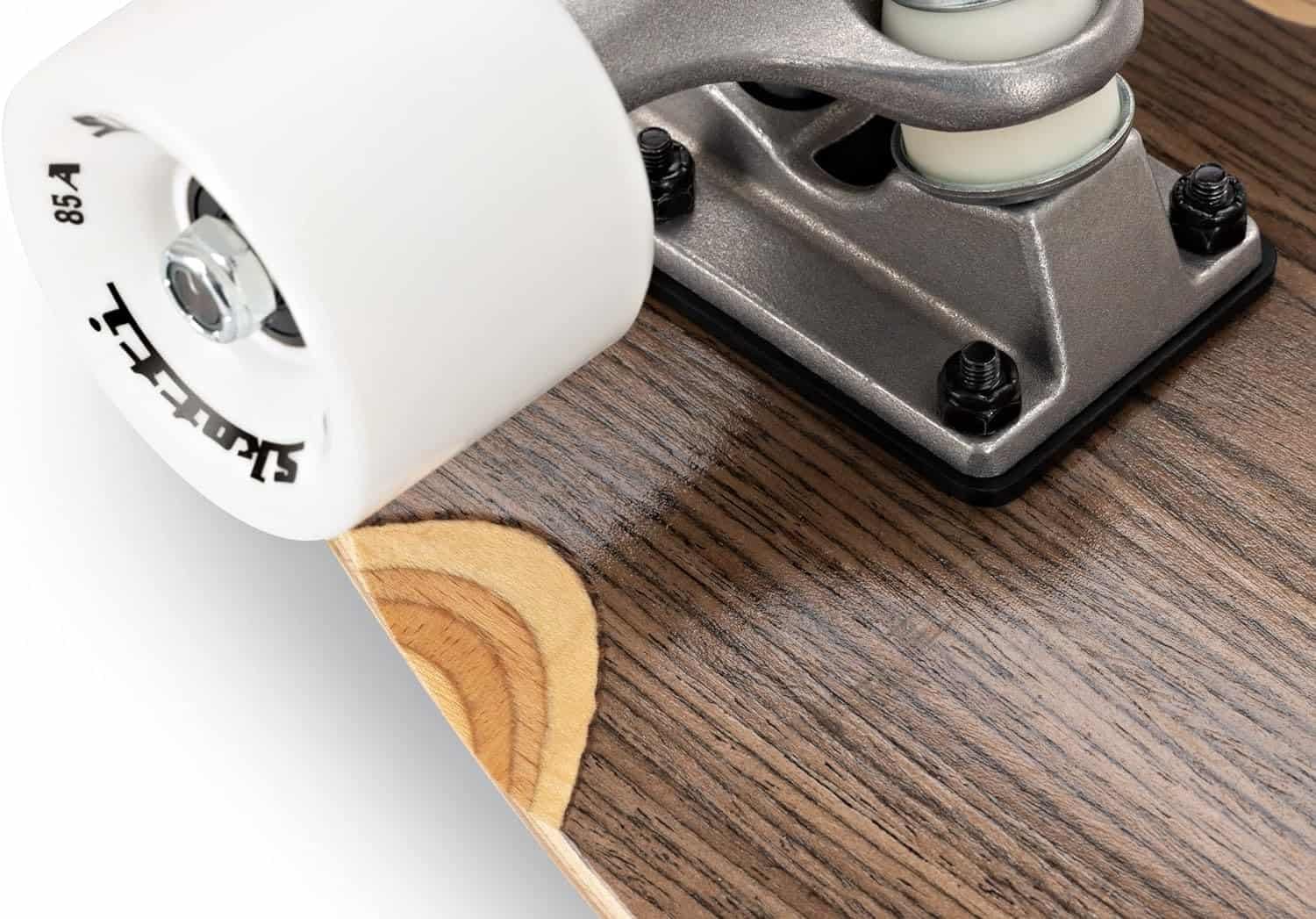 SKOTTI Cruiser Skateboard with a Canadian Maple Skateboard Deck, Light Gravity cast Trucks, Strong Titanium axles and a Hollow Kingpin. 85A Hard Wheels with Ceramic Bearings for a Smooth Fast Ride.