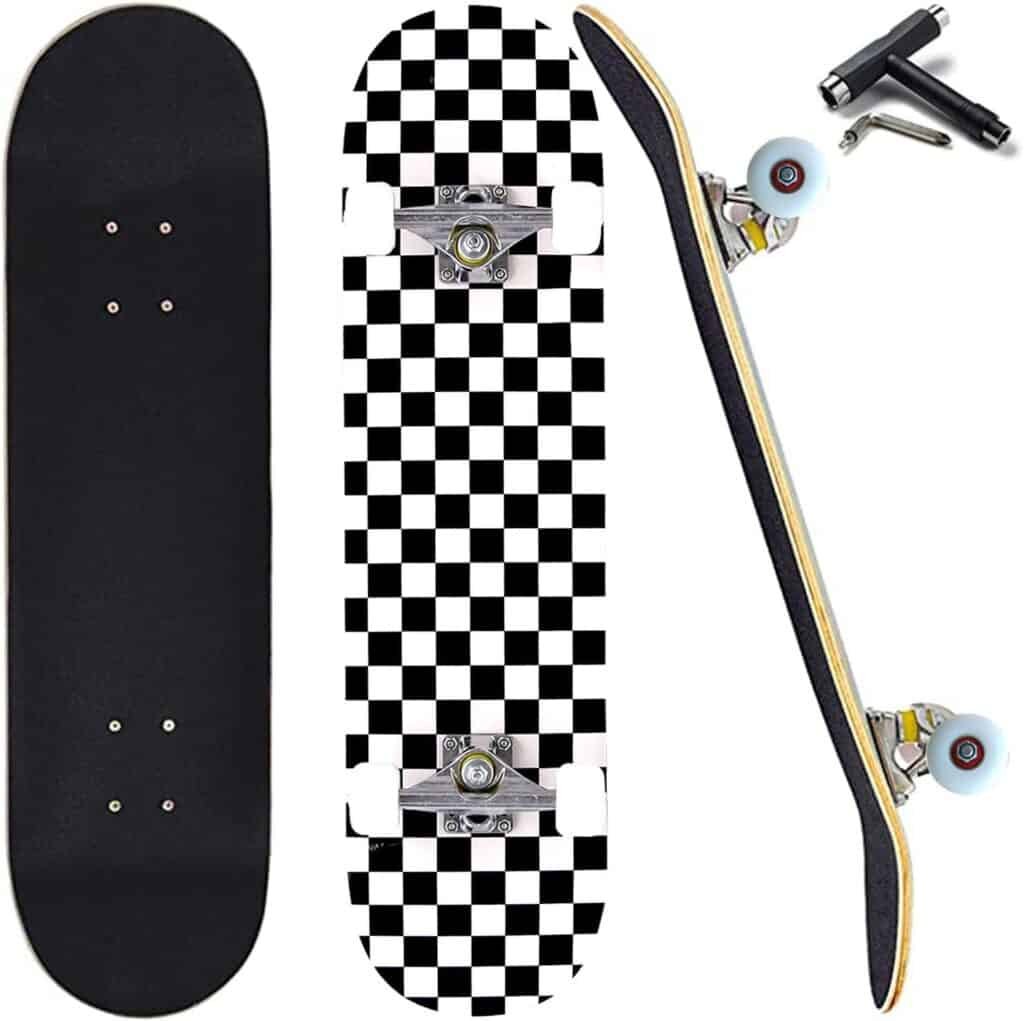 WALKEREN Skateboards for Beginners Adults Teens Youths Kids Boys Girls 31x8 Standard Complete Skateboard 7 Layer Canadian Maple Double Kick Concave Skate Boards