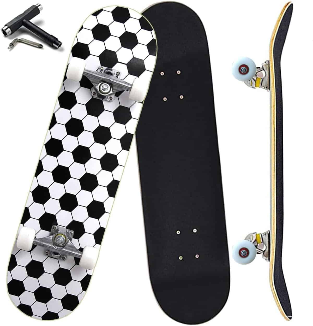 Anyfun Pro Complete Skateboards for Beginners Girls Boys Kids Youths Teens Adults 31x8 Skate Boards 7 Layers Canadian Maple Double Kick Deck Concave Longboard