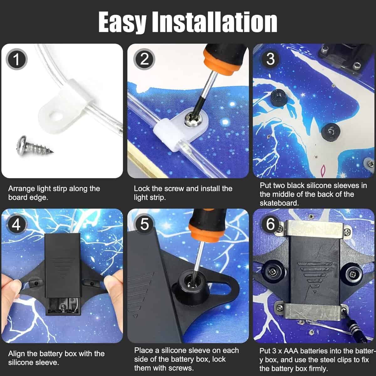 Eliteemo LED Skateboard Light, Remote Control Skateboard Light, Longboard Light,Shortboard Light,16 Color Change by Yourself, Waterproof, Shockproof,Super Bright to Display at Night,Good Gift for Kids