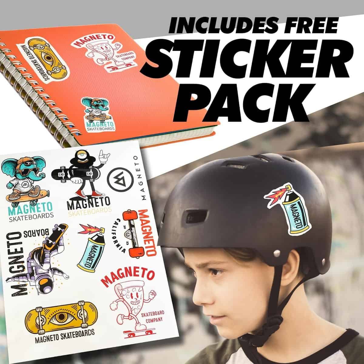 Magneto Complete Skateboard | 9-Layer Maple Wood | ABEC 5 Bearings | Double Kick Concave Deck | Kids Skateboard Cruiser Skateboard | Skateboards for Beginners, Teens  Adults (Free Stickers Included)