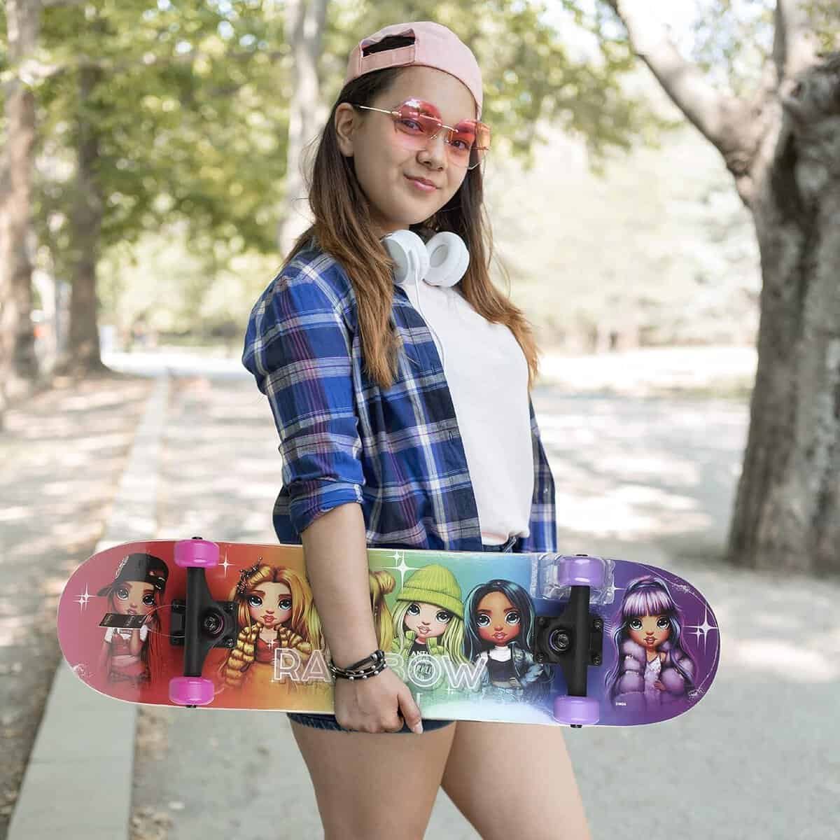 Rainbow High 31 inch Skateboard, 9-ply Maple Desk Skate Board for Cruising, Carving, Tricks and Downhill