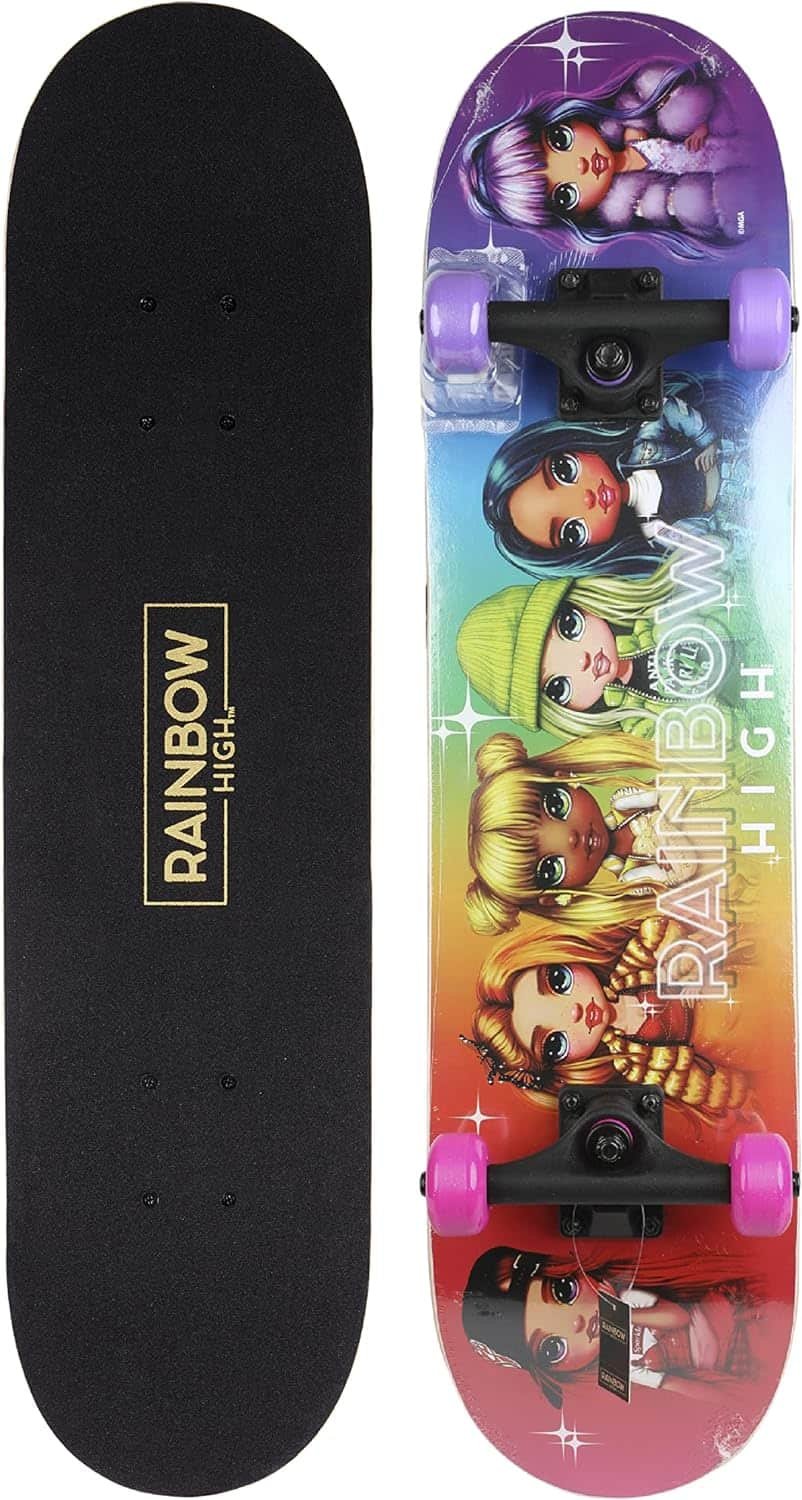Rainbow High 31 inch Skateboard, 9-ply Maple Desk Skate Board for Cruising, Carving, Tricks and Downhill