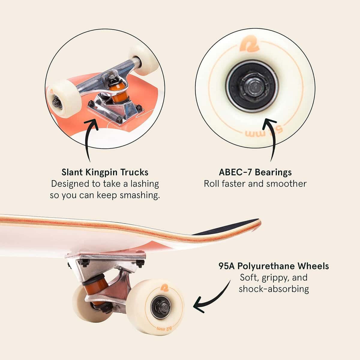 Retrospec Alameda Skateboard Complete | Canadian Maple Wood Deck w/ 5.5 Inch Aluminum Alloy Trucks for Commuting, Cruising, Carving Downhill Riding Retrospec Alameda Skateboard Complete | Canadian Maple Wood Deck w/ 5.5 Inch Aluminum Alloy Trucks for Commuting, Cruising, Carving Downhill Riding