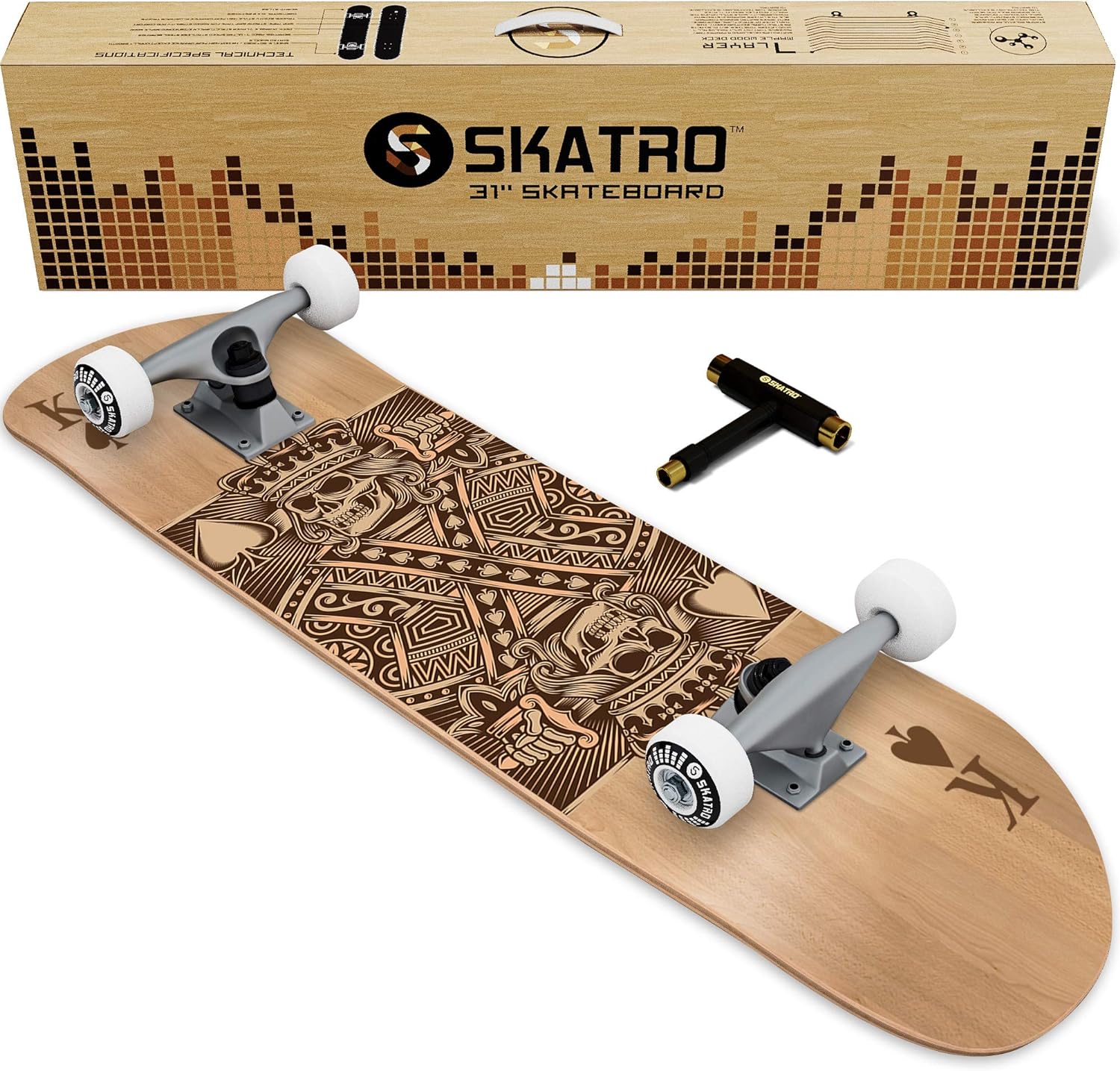 SKATRO - Pro Skateboard 31 Complete Skateboard. Skate Board Ages: Adults, Boys, Girls, Beginners, and Kids