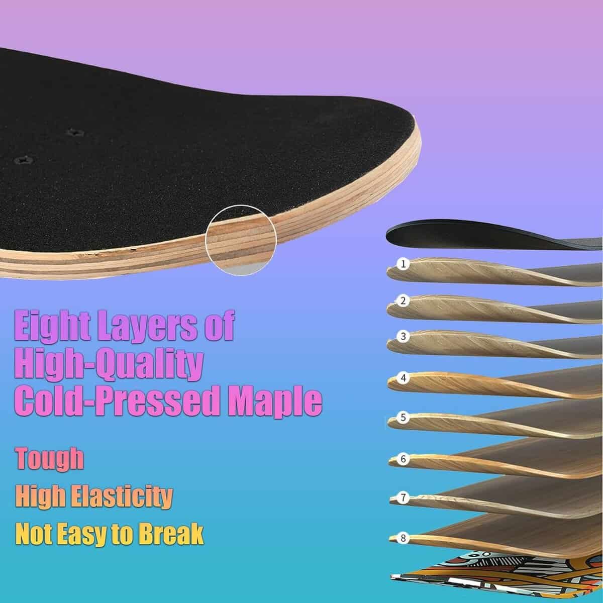 31 inch Skateboard Boys/Girl, 9-ply Maple Desk Skate Board for Cruising, Carving, Tricks and Downhill，Birthday, Christmas, Valentines Gifts (nanhai)