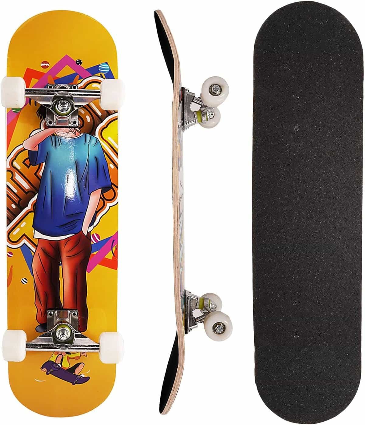 31 inch Skateboard Boys/Girl, 9-ply Maple Desk Skate Board for Cruising, Carving, Tricks and Downhill，Birthday, Christmas, Valentines Gifts (nanhai)