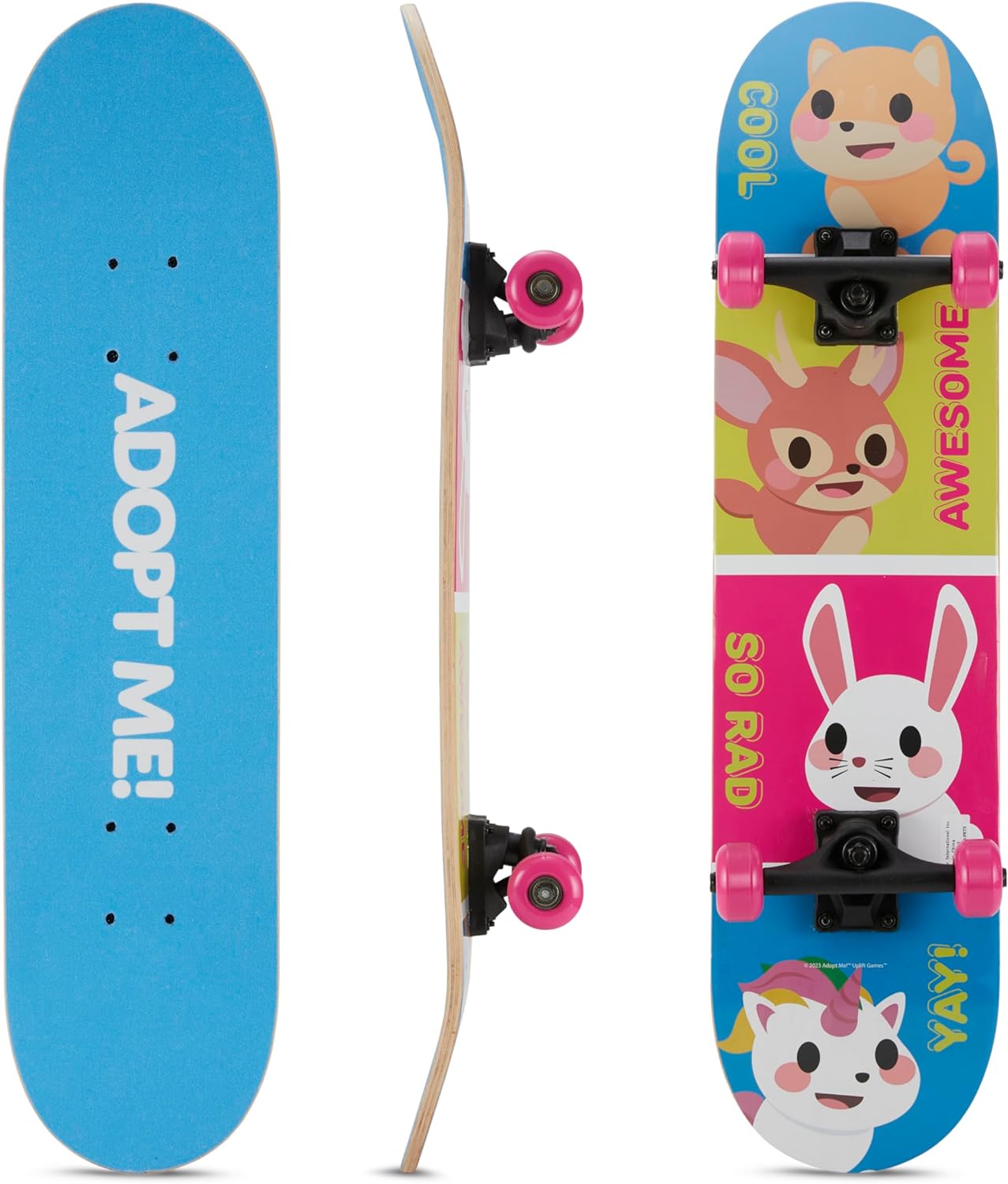 Adopt Me 31 Skateboard Great for Kids and Teens Cruiser Skateboard with ABEC 5 Bearings, Durable Deck, Smooth Wheels