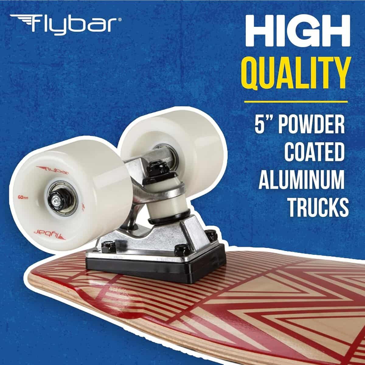 Flybar Skate Cruiser Boards – 24” – 27.5 Strong 7 Ply Canadian Maple Complete Skateboards - 60mm PU Wheels with High Speed ABEC 9 Bearings