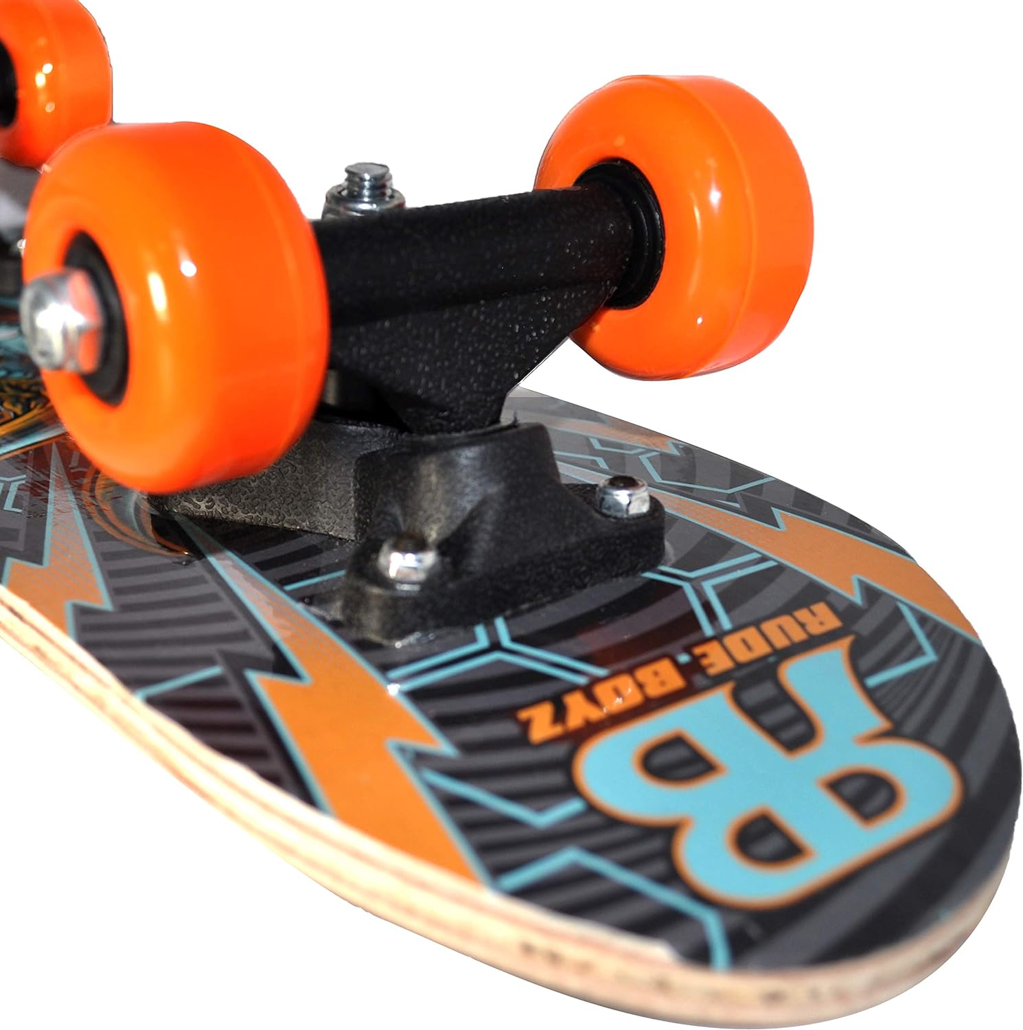 Kids Beginner Skateboard from Rude Boyz - Learn Skateboarding in Style - Mini Wooden Cruiser Board with Cool Graphics for Boys  Girls 3-5 Years - 17” Deck, 54mm Wheels, Lightweight - Safe  Durable