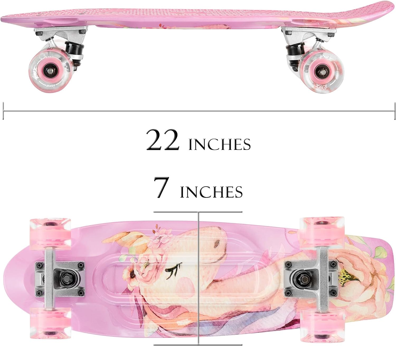 KMX 22 Skateboard for Boys, Girls, Kids, Students, Adults, Classic Mini Cruiser Skateboard for Kids Ages 6-12, Skate Board for Beginners and Advanced Skaters