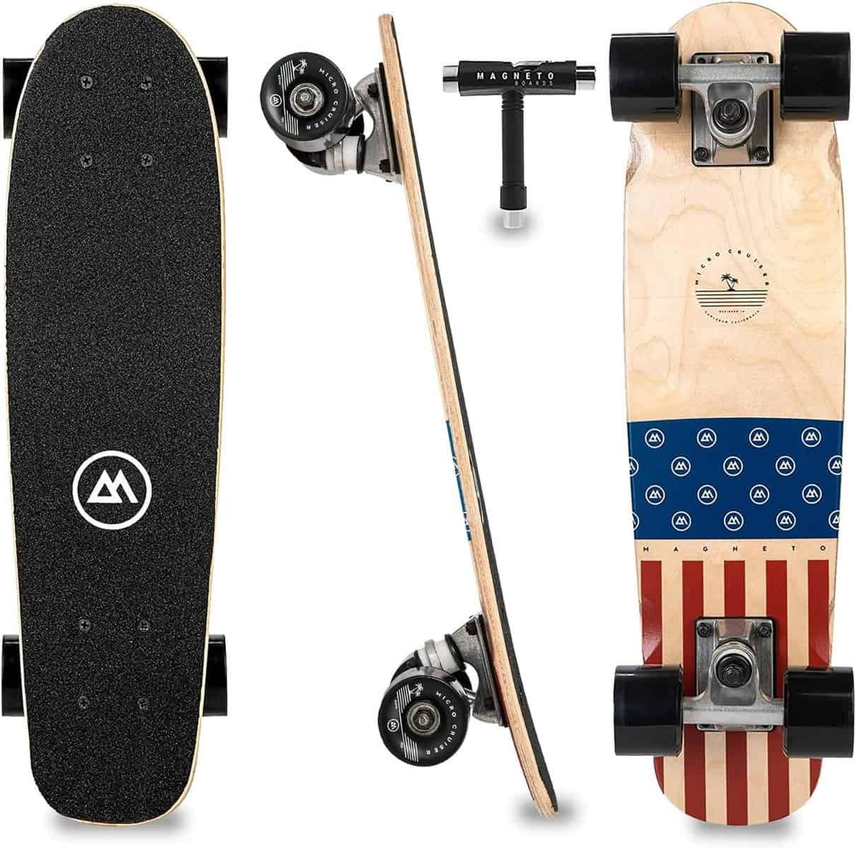 Magneto Complete Skateboard | 22 x 6 | 7-Layer Canadian Maple Deck | Kids Skateboard Cruiser Skateboard | Skateboard for Beginners, Teens  Adults