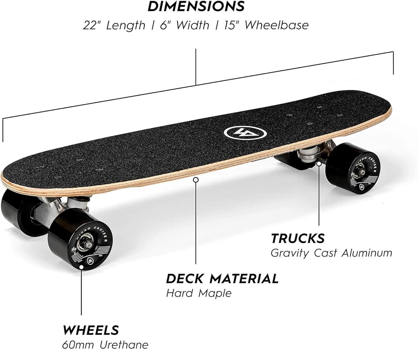 Magneto Complete Skateboard | 22 x 6 | 7-Layer Canadian Maple Deck | Kids Skateboard Cruiser Skateboard | Skateboard for Beginners, Teens  Adults