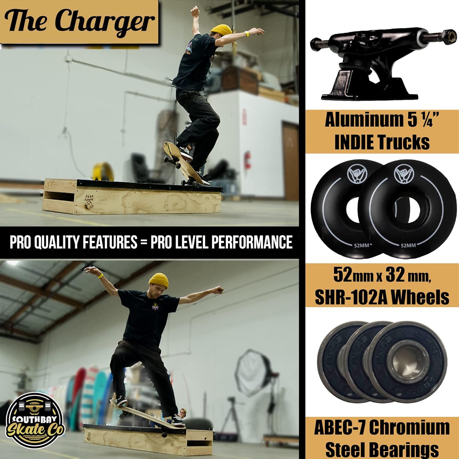 South Bay Skate Co™ - Premium Skateboards for Beginners - 31.75” x 8.25” Charger Skateboard - Performance Trick Skate Board Shape for Adults, Teens  Kids - 100% Pre-Assembled - Clear Grip Tape Deck