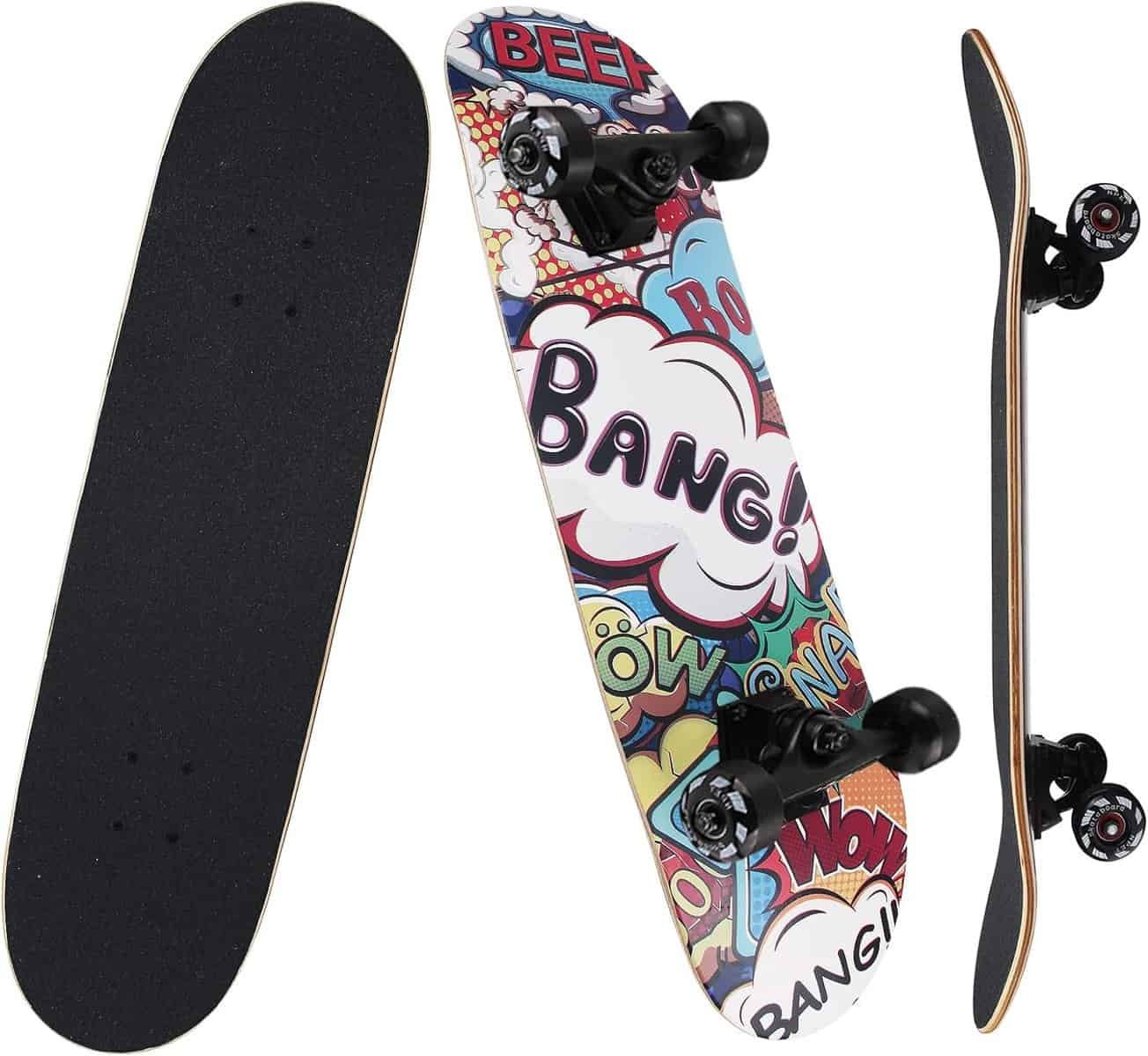 NPET Pro Skateboard Complete 31 Inch 7 Layer Canadian Maple Double Kick Concave Deck Skating Skateboard