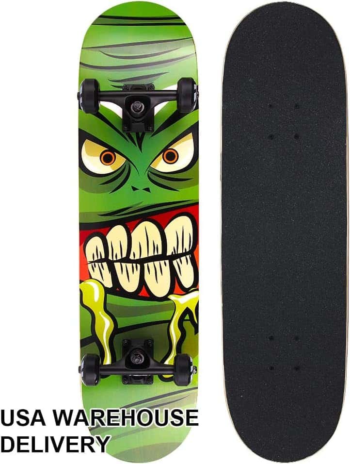 NPET Pro Skateboard Complete 31 Inch 7 Layer Canadian Maple Double Kick Concave Deck Skating Skateboard