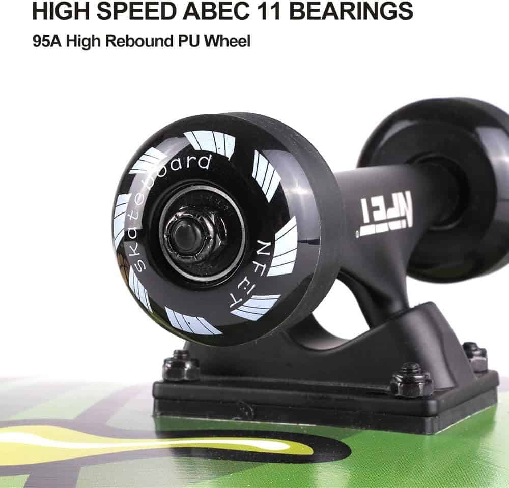 NPET Pro Skateboard Complete 31 Inch 7 Layer Canadian Maple Double Kick Concave Deck Skating Skateboard