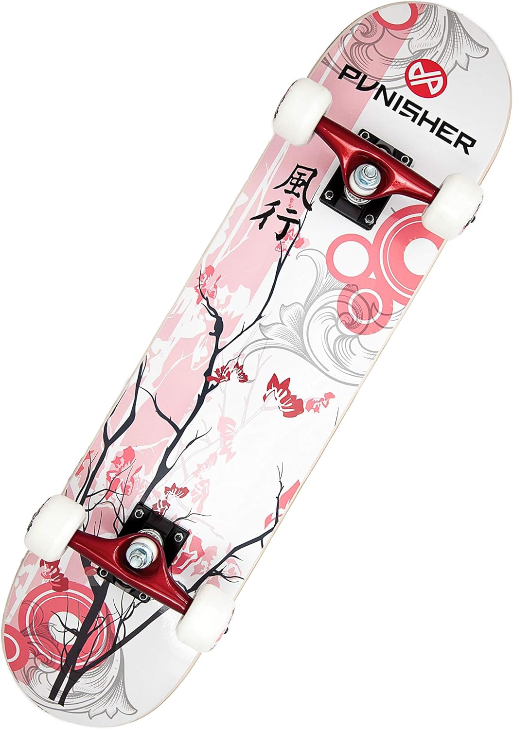 Punisher Girls Skateboard Complete with 31.5 x 7.75 Double Kick Concave Deck Canadian Maple ABEC-7 Bearings