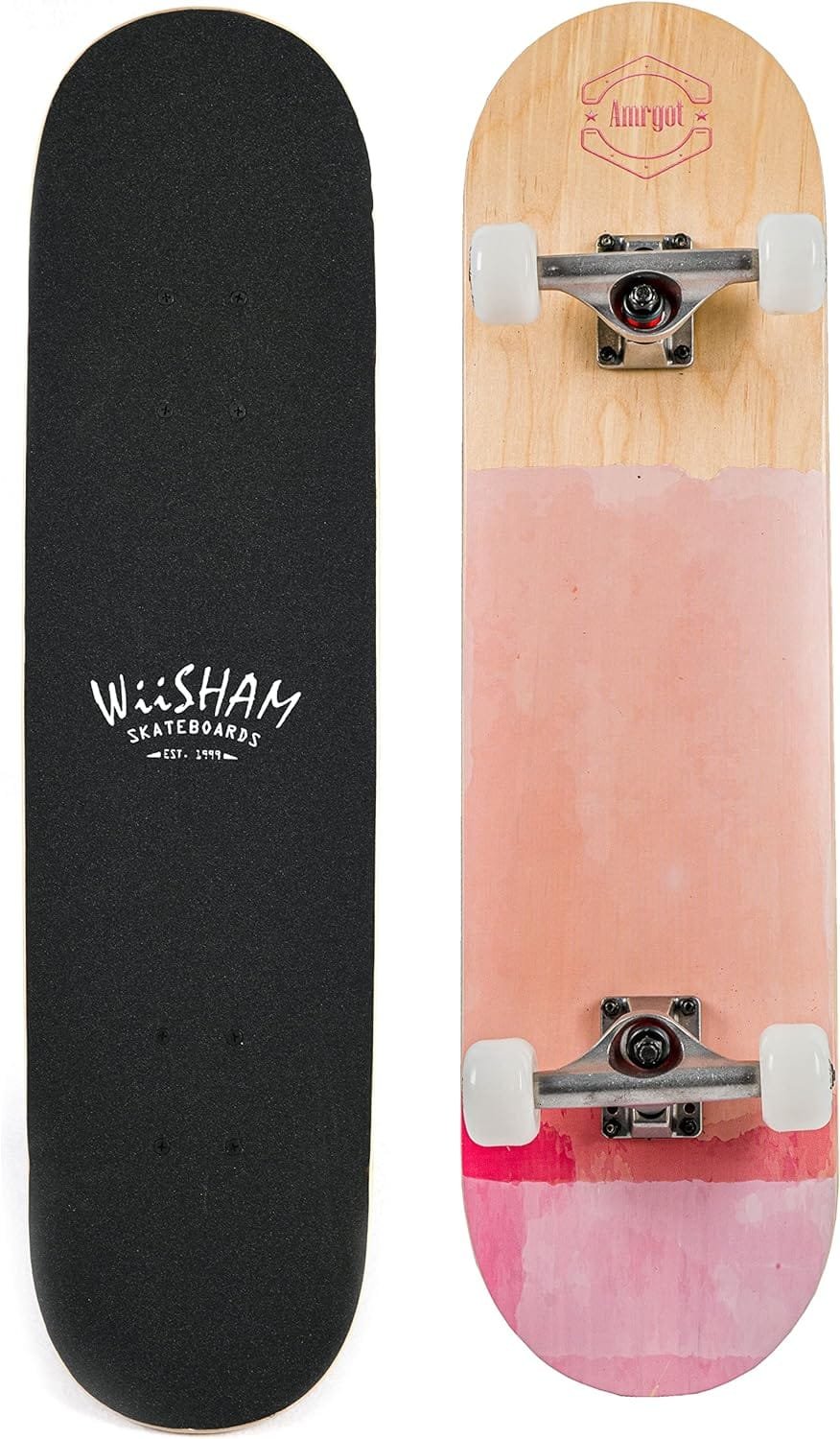 WiiSHAM Skateboards for Beginners,31 * 8 inches Complete Skateboards for Kids,Boys,Girls and Adults,7 Layer Maple Wood,Double Kick Deck Concave Standard and Tricks Skateboard