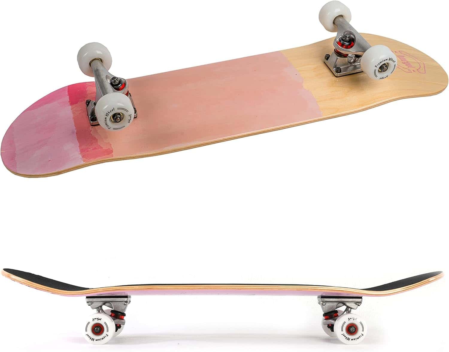 WiiSHAM Skateboards for Beginners,31 * 8 inches Complete Skateboards for Kids,Boys,Girls and Adults,7 Layer Maple Wood,Double Kick Deck Concave Standard and Tricks Skateboard
