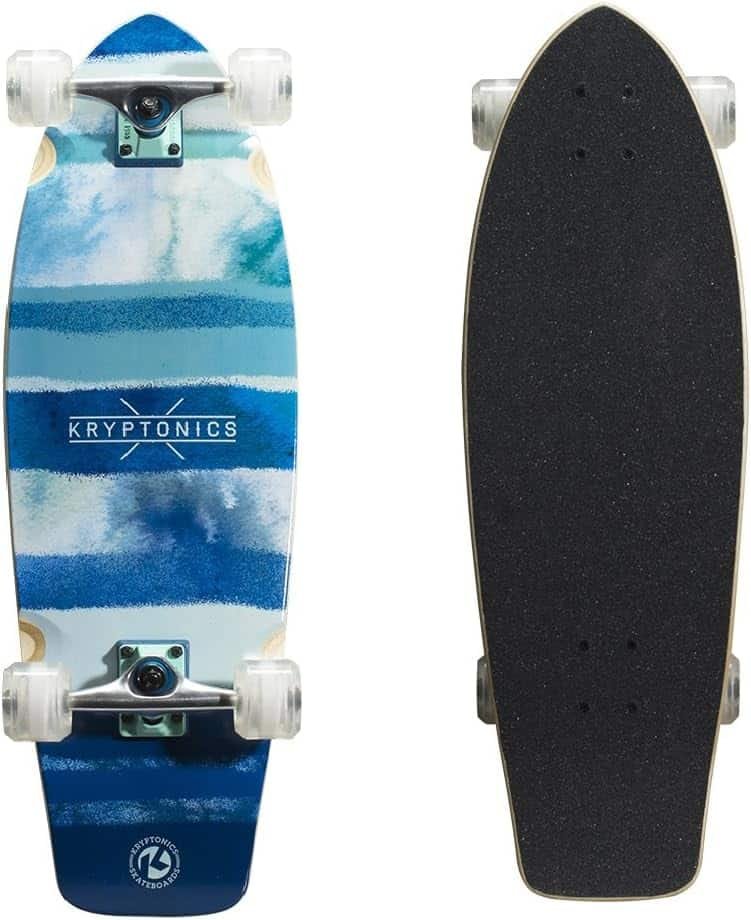 Kryptonics Super Fat Wide Cruiser 30.5 Complete Skateboard, Blue Fish