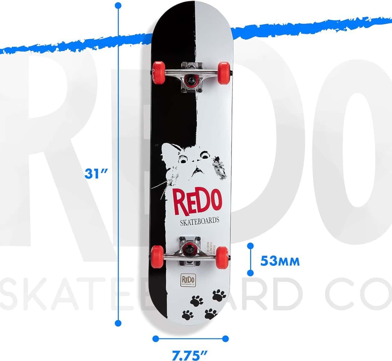 ReDo Skateboard Co. ReDo Skateboard 31.25 x 7.75 Scarface Cat Complete Skateboard for Kids Boys Girls Adults, Weight Limit 200 lbs.