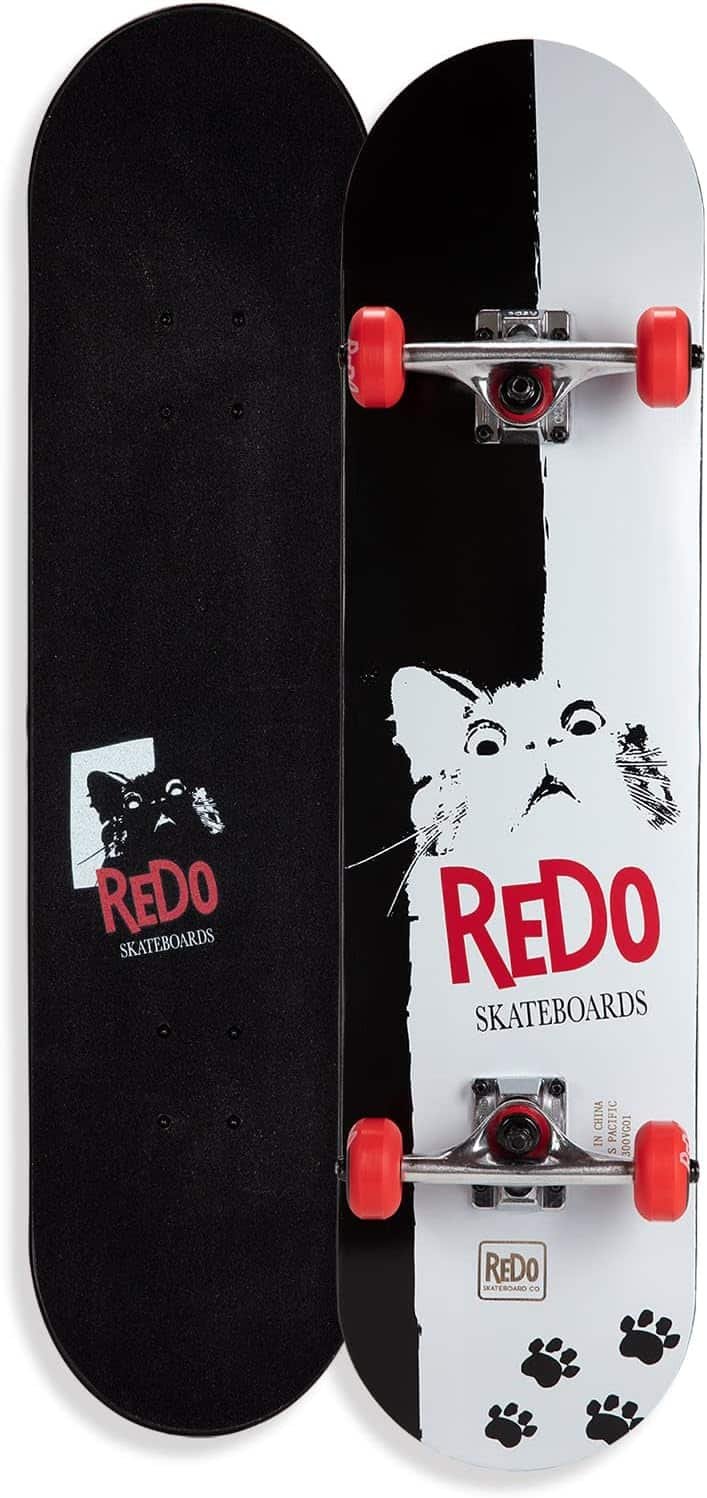 ReDo Skateboard Co. ReDo Skateboard 31.25 x 7.75 Scarface Cat Complete Skateboard for Kids Boys Girls Adults, Weight Limit 200 lbs.