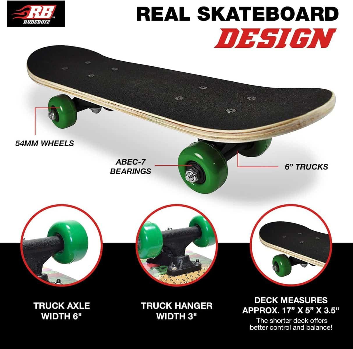 Rude Boyz Micro Cruiser Skateboard - Safe Kids Skateboard, Ideal Toddler Skateboard for Beginners  Children Aged 2-5
