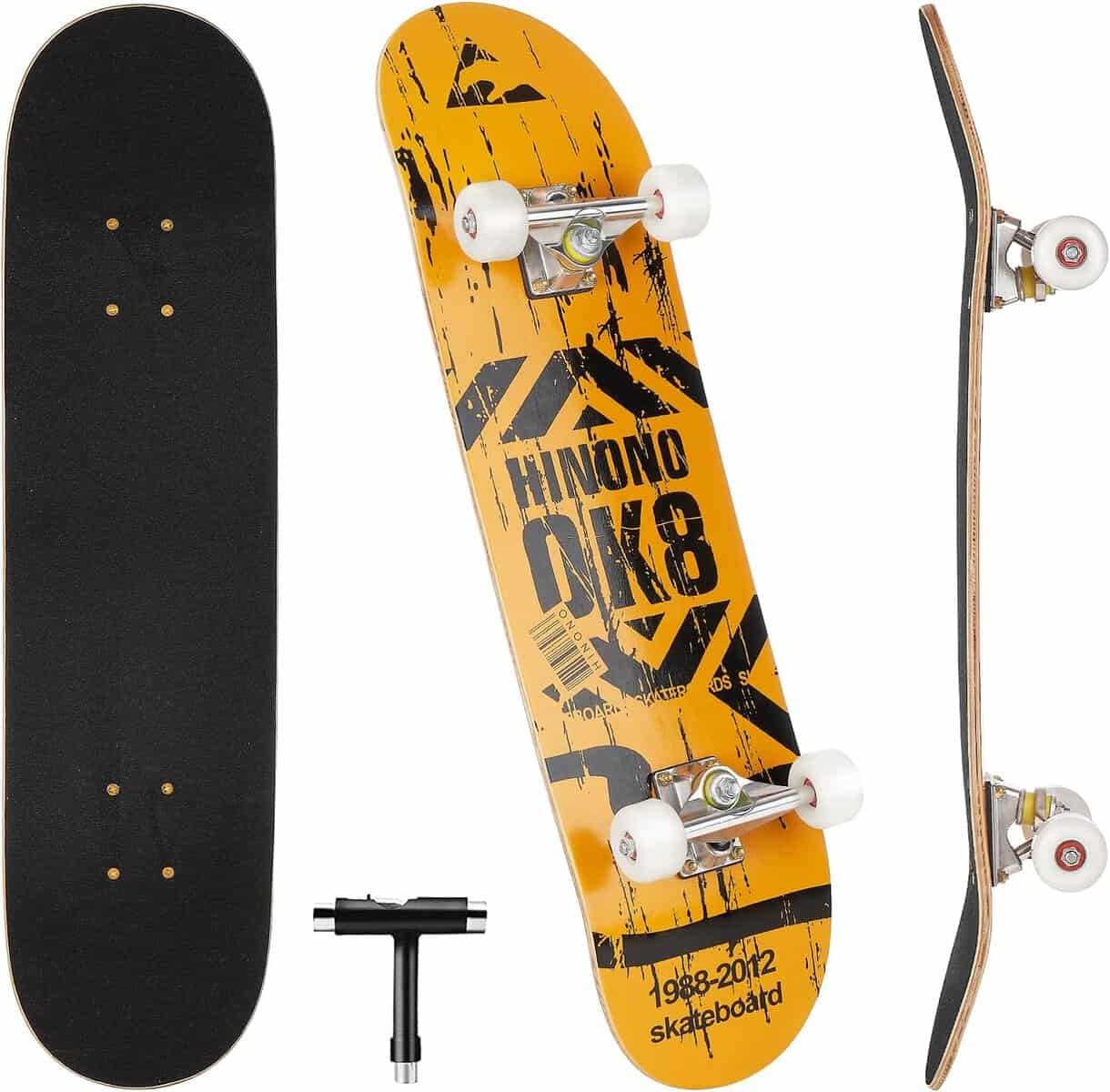 Skateboards, 31 x 8 Complete Standard Skateboards for Beginners with 7 Layers Canadian Maple, Double Kick Concave Skateboards for Kids Youth Teens Man and Women