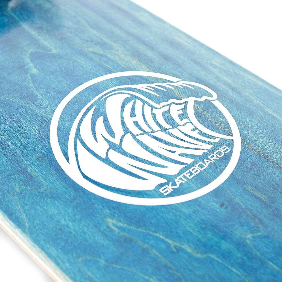 White Wave Skateboard - 31 Inch Complete Skateboard - Double Kick Skateboard - 7 Layer Canadian Maple Deck - Skateboard for Kids, Teens, Beginners, Advanced -Shredder