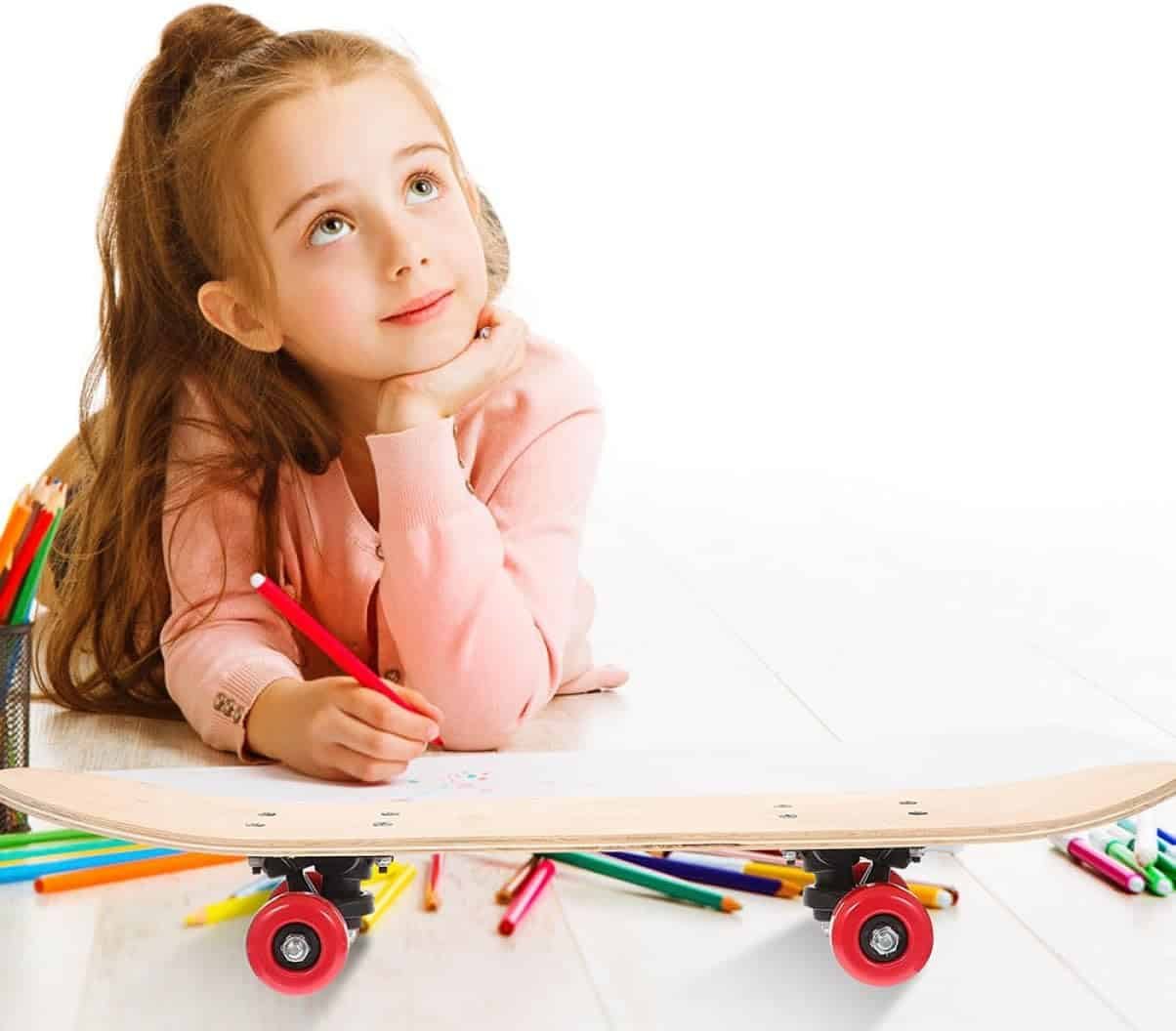 Unomor 2pcs Skateboard Board Kids Scooter Kid Outdoor Toys Standard Longboard concave Longboard Kids Cruiser Kids Outdoor Toys Fashion Skate Summer Toys The Summer PVC Child Starter