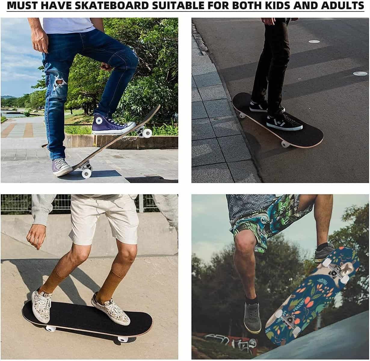 Skate Board - Canadian Maple Longboard 31 Pro Complete Board w/Concave Skateboard for Beginners, Adults, Teens  Kids